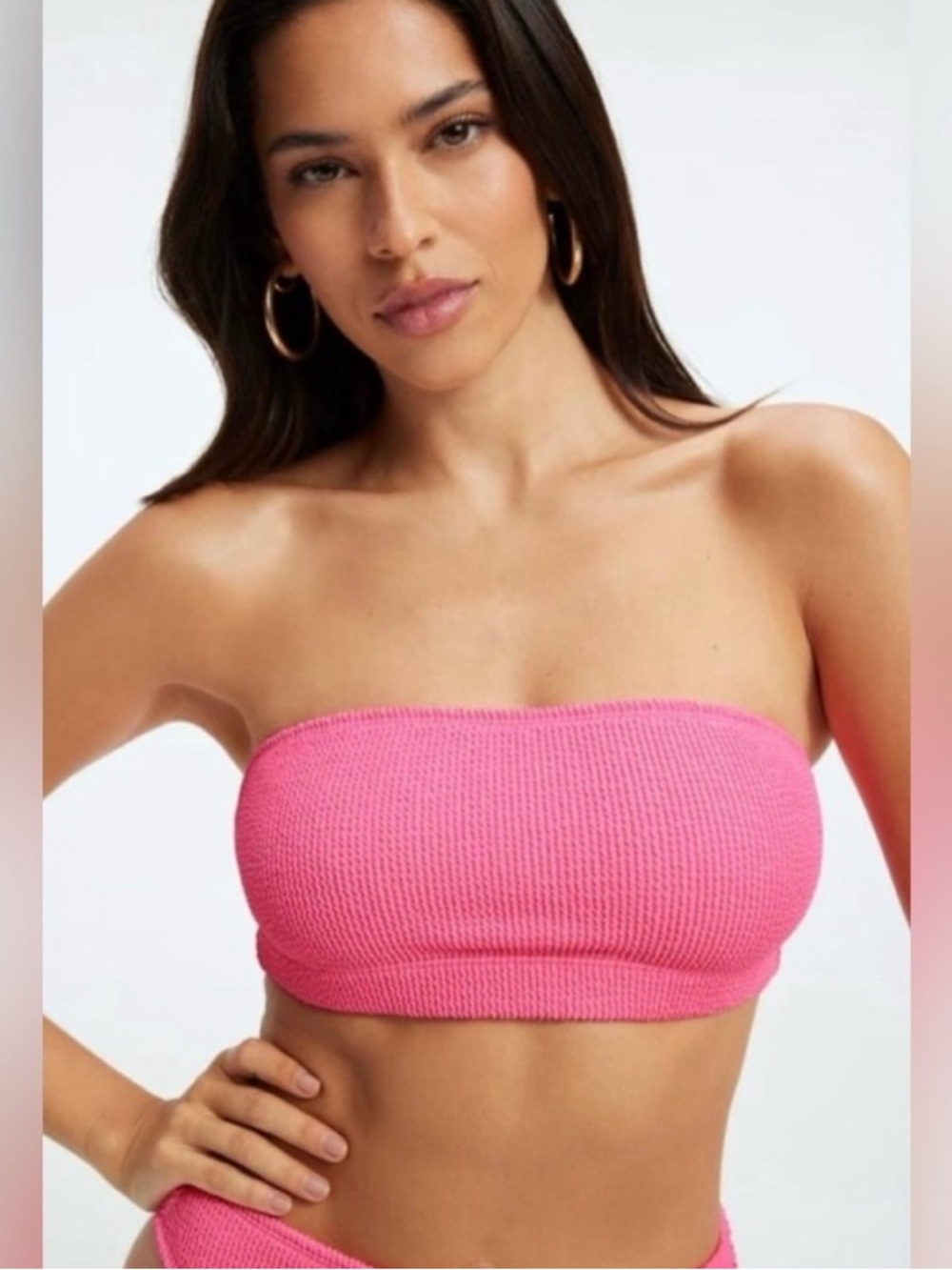 Good American Bright Pink bikini set + skirt / coverup